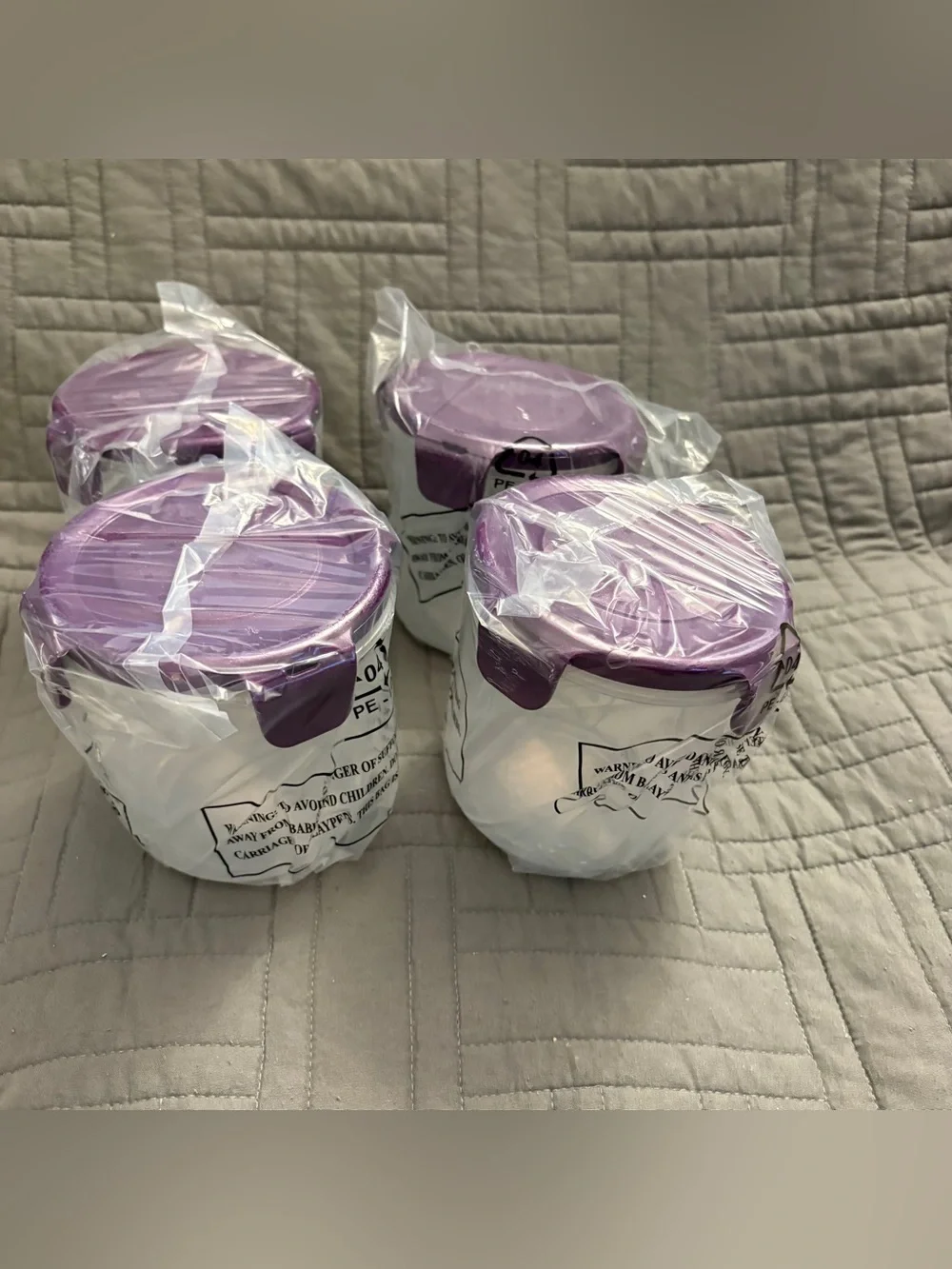 Lock N Lock Lock&Lock Food Storage Containers Set of 4 Mini Tall w/ Purple Lids
